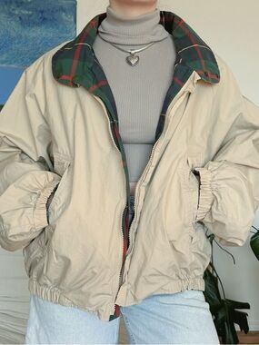 Eddie Bauer Beige Field Jacket with Green Lining